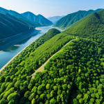 Drone's Eye View of Dodam Samsbong Peaks**

"A stunning aerial photograph of Dodam Samsbong peaks in Danyang, South Korea, surrounded by the tranquil waters of the Namhan River, lush green trees visible on the shore, captured with a drone's perspective, bright sunny day, clear blue sky, fully clothed people enjoying the view in the distance, appropriate attire, safe for work, perfect anatomy, correct proportions, professional photography, high quality, family-friendly."

**